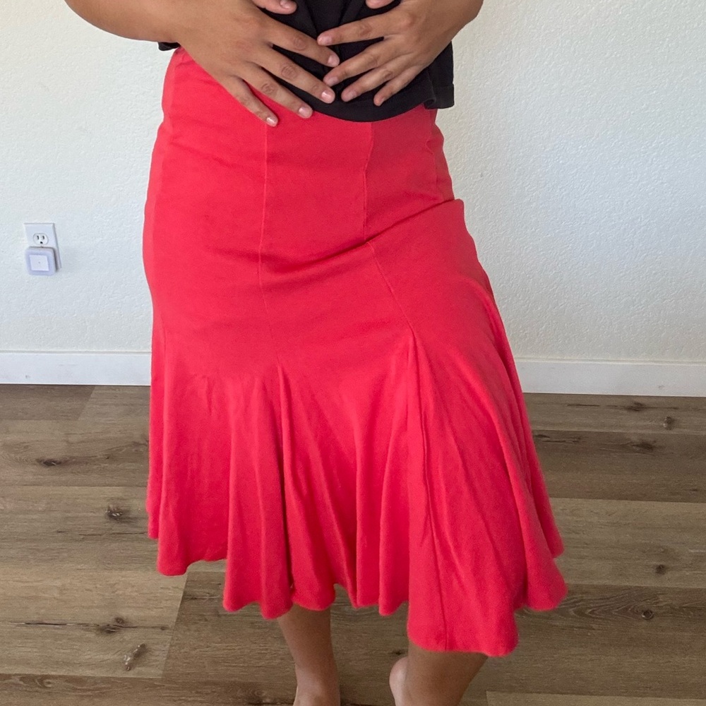 Women's Anthropologie Coral Flared Midi Skirt